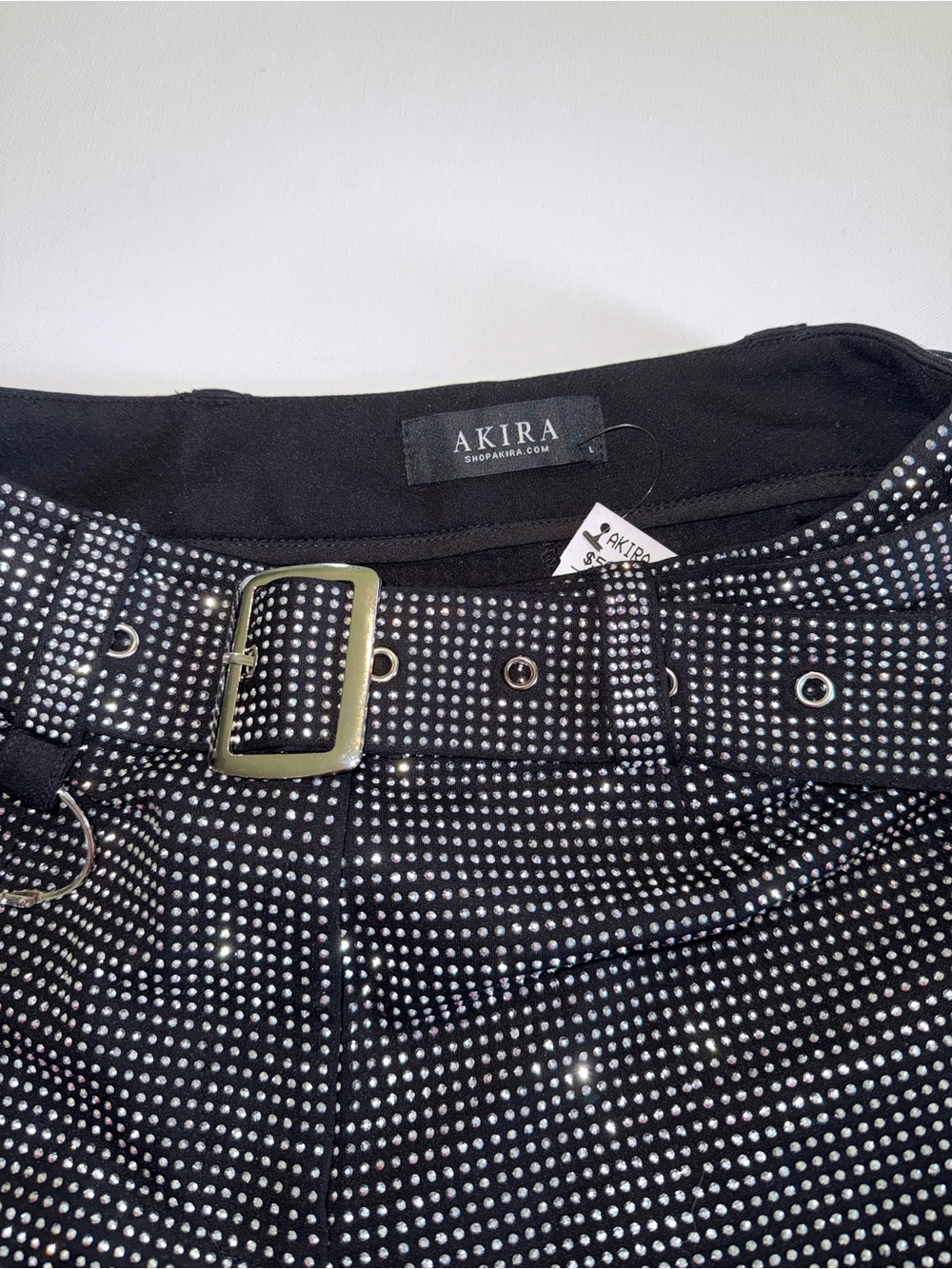 AKIRA Rhinestone Studded High Waist Shorts Black Size Large - Picture 5 of 9